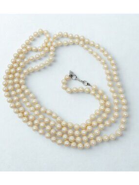 Vintage Sarah Coventry Faux Pearl Necklace 26" Double Strand Made in Canada